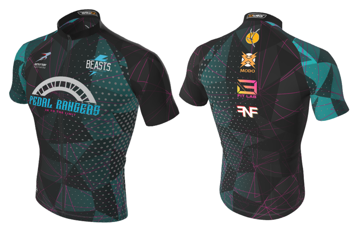 FNF - Cycling, Black Pedal Rangers, Tri-Blue Cycling Jersey