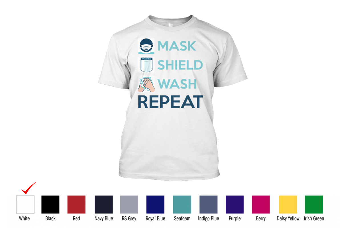 FNF - T-Shirt Cotton Front Design Mask Shield Wash Repeat, Covid