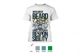 Perfect Prints2 - Cotton TShirt, With Great Beard, Front Print Only