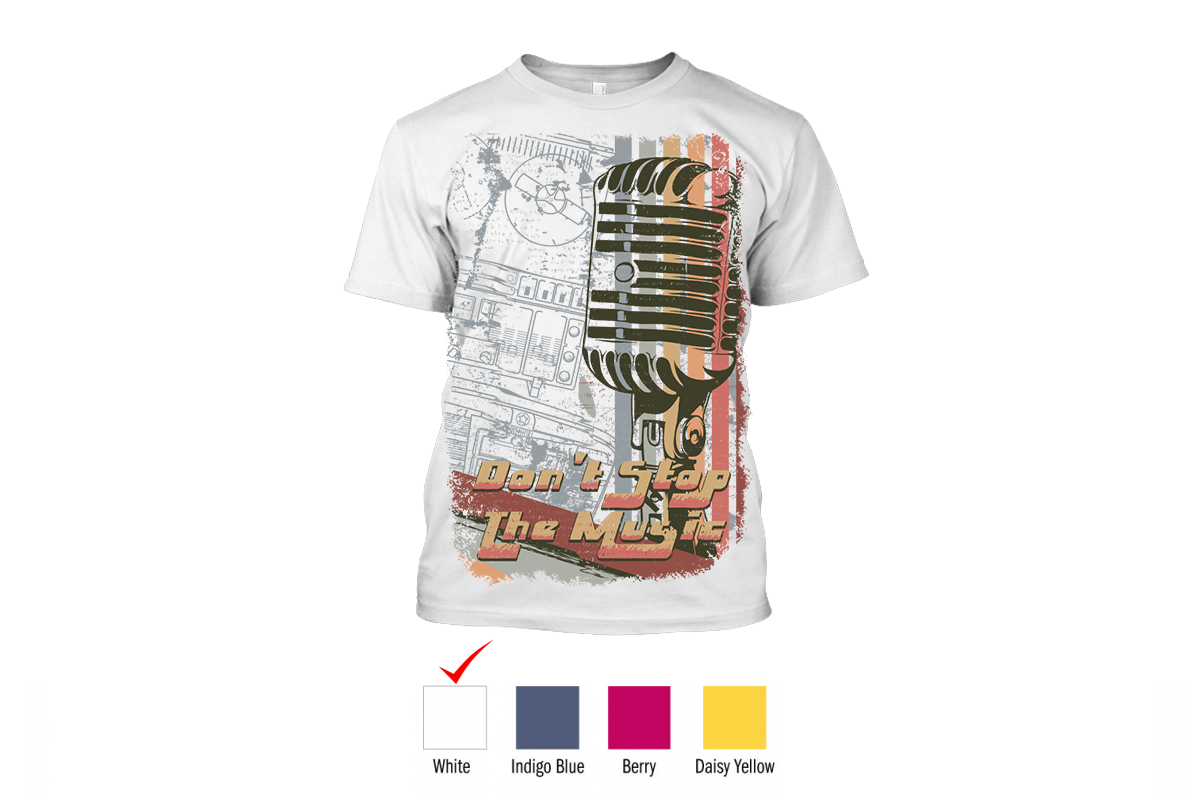 Perfect Prints - Cotton TShirt, Don't Stop The Music, Front Print Only