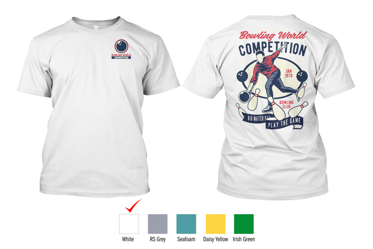 Perfect Prints - Cotton TShirt, Bowling World Competition, Front and Back Print