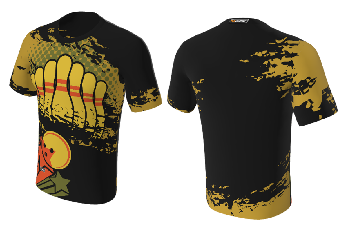 RAD - Bowling Jersey Medallion Yellow and Black Grunge Style
